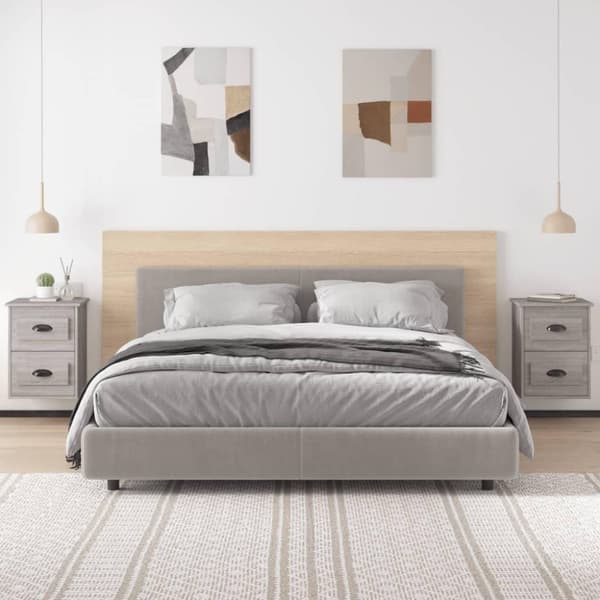 vidaXL Seinäkiinnitettävät yöpöydät 2 kpl harmaa Sonoma 41,5x36x53 cm