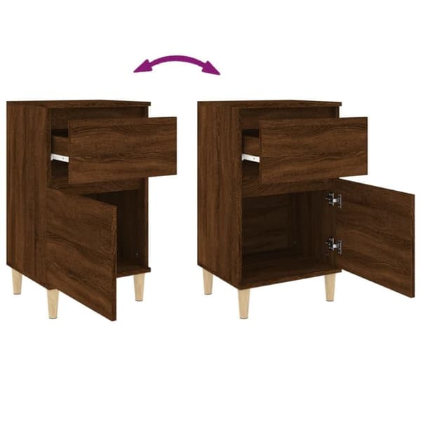 vidaXL sengeborde 2 stk. 40x35x70 cm brun egetræsfarve