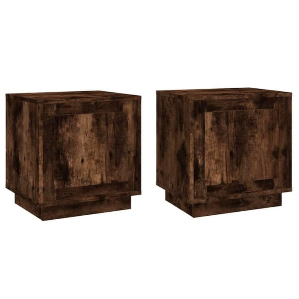 vidaXL sengeborde 2 stk. 44x35x45 cm konstrueret træ røget egetræ