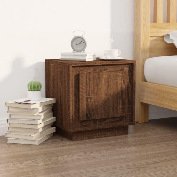 vidaXL sengeborde 2 stk. 44x35x45 cm konstrueret træ brun egetræsfarve