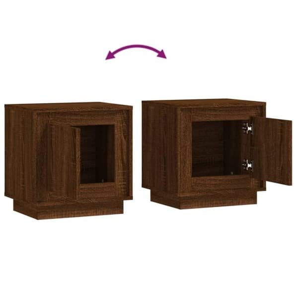 vidaXL sengeborde 2 stk. 44x35x45 cm konstrueret træ brun egetræsfarve