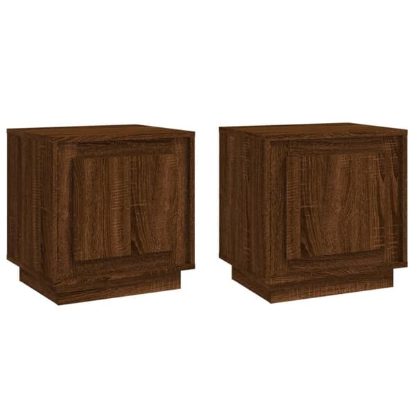vidaXL sengeborde 2 stk. 44x35x45 cm konstrueret træ brun egetræsfarve