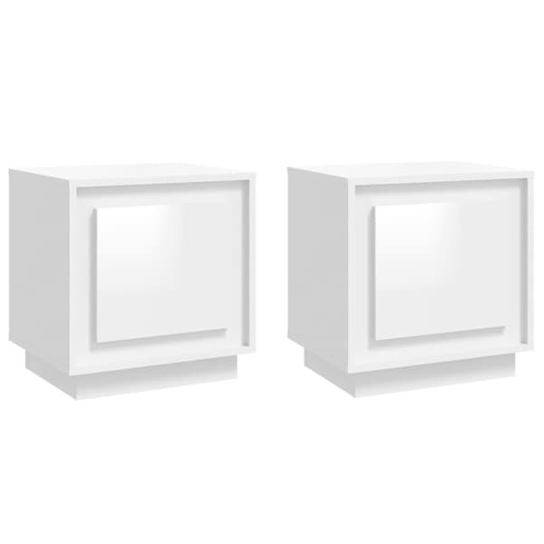 vidaXL Nattbord 2 stk høyglans hvit 44x35x45 cm konstruert tre