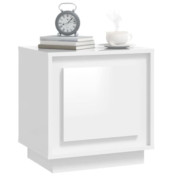 vidaXL Nattbord høyglans hvit 44x35x45 cm konstruert tre