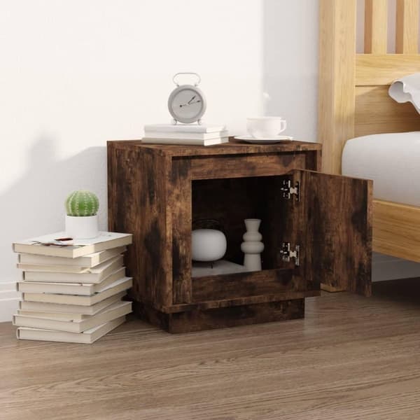 vidaXL Nattbord røkt eik 44x35x45 cm konstruert tre