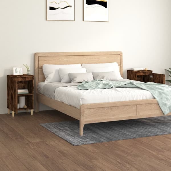 vidaXL Nattbord 2 stk røkt eik 40x35x70 cm konstruert tre
