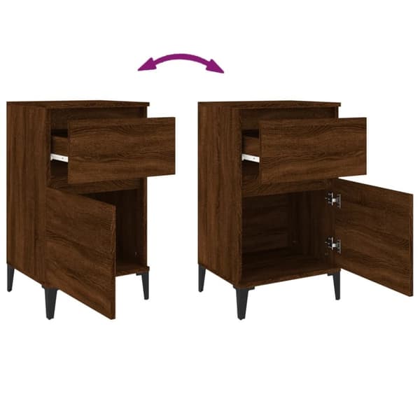 vidaXL sengeborde 2 stk. 40x35x70 cm brun egetræsfarve