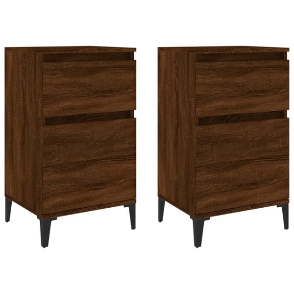 vidaXL sengeborde 2 stk. 40x35x70 cm brun egetræsfarve