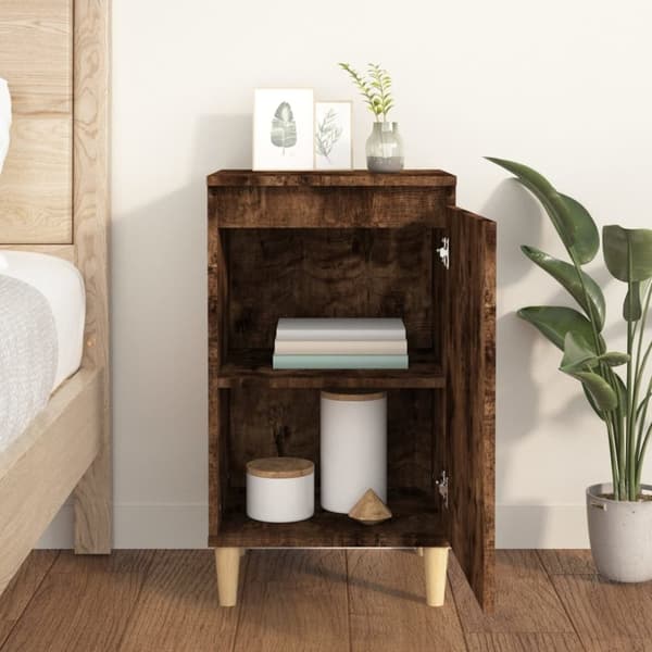vidaXL Sängbord rökfärgad ek 40x35x70 cm konstruerat trä