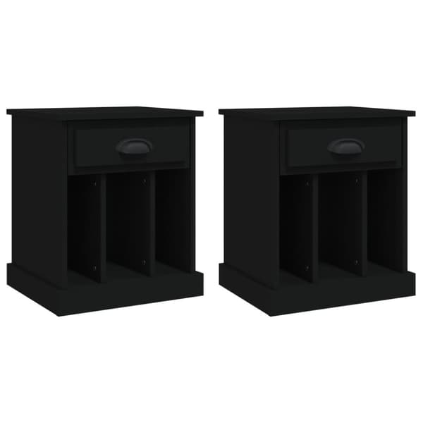 vidaXL sengeborde 2 stk. 43x36x50 cm sort