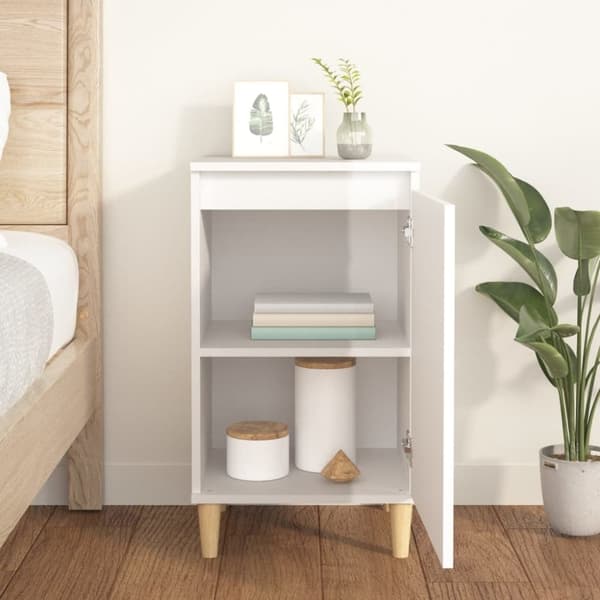 vidaXL Nattbord høyglans hvit 40x35x70 cm konstruert tre