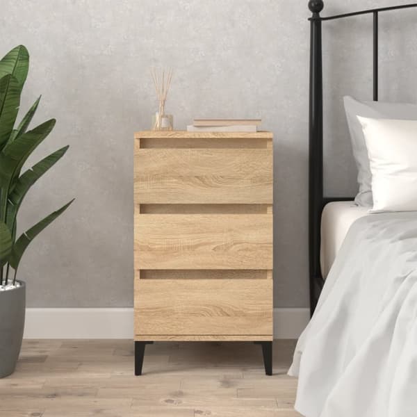 vidaXL sengebord 40x35x70 cm konstrueret træ sonoma-eg