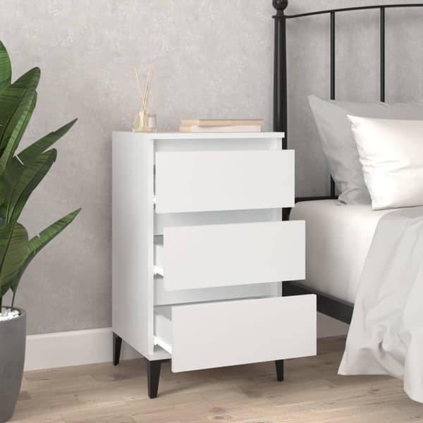 vidaXL sengebord 40x35x70 cm konstrueret træ hvid