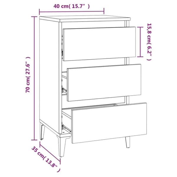vidaXL sengebord 40x35x70 cm konstrueret træ hvid