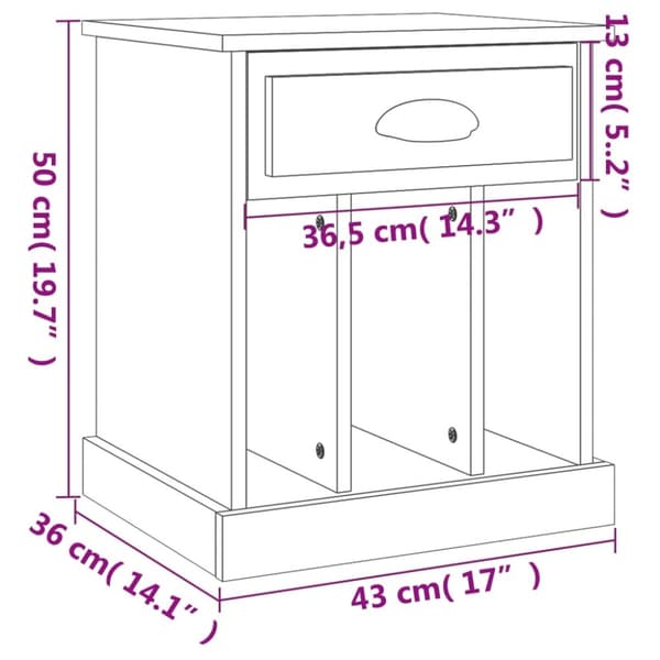 vidaXL Nattbord 2 stk brun eik 43x36x50 cm