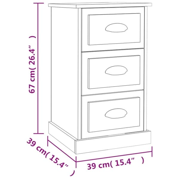 vidaXL Nattbord betonggrå 39x39x67 cm konstruert tre