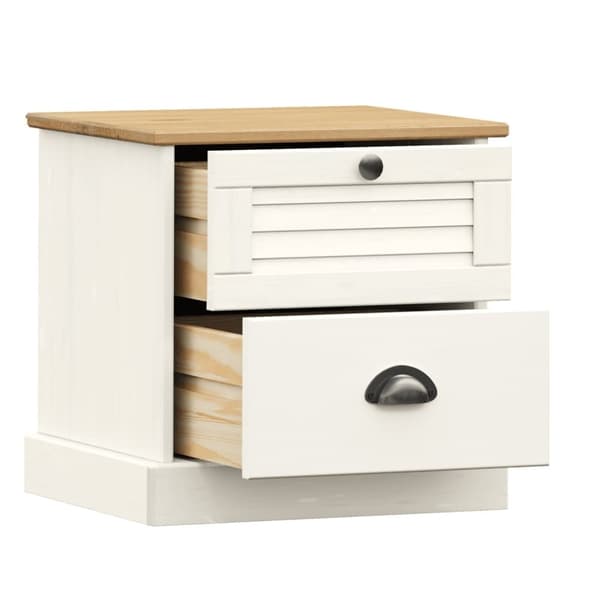 vidaXL Sängbord VIGO vit 42x35x42 cm massiv furu
