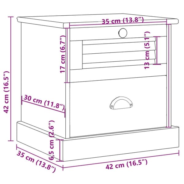 vidaXL Sängbord VIGO vit 42x35x42 cm massiv furu