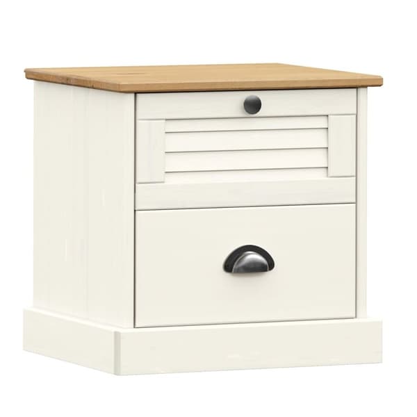 vidaXL Sängbord VIGO vit 42x35x42 cm massiv furu