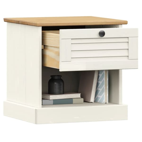 vidaXL Nattbord VIGO hvit 42x35x42 cm heltre furu