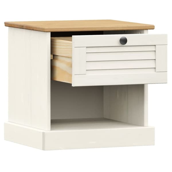 vidaXL Nattbord VIGO hvit 42x35x42 cm heltre furu
