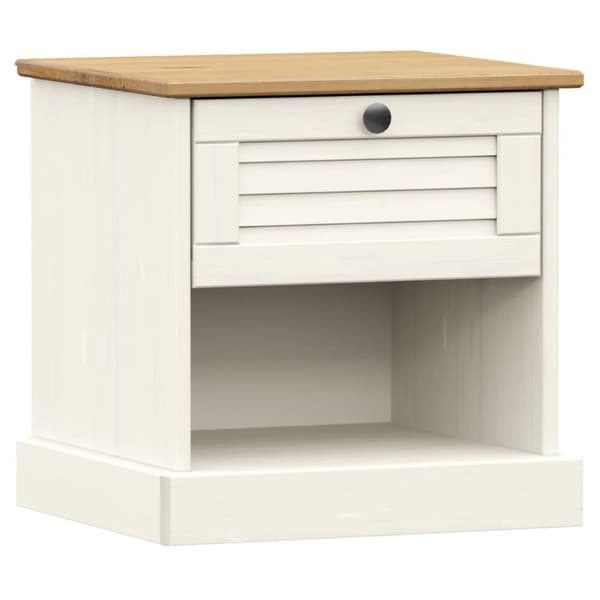 vidaXL Nattbord VIGO hvit 42x35x42 cm heltre furu