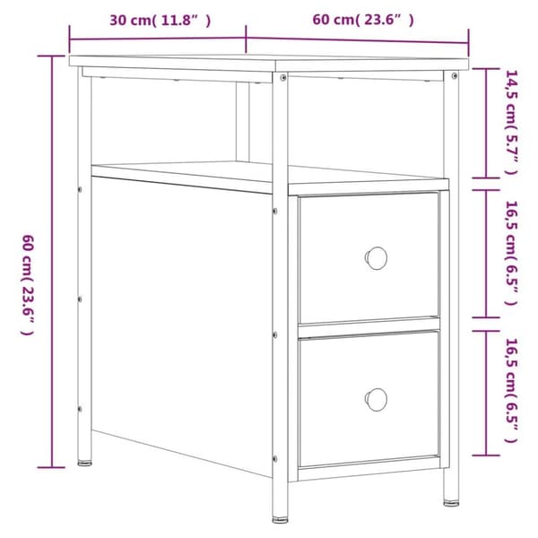 vidaXL Nattbord sonoma eik 30x60x60 cm konstruert tre