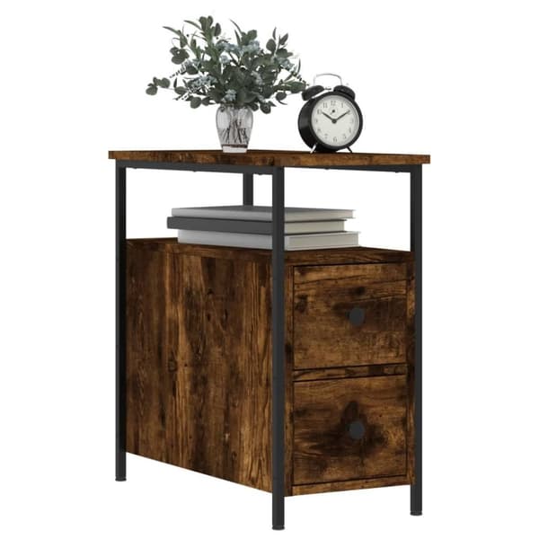 vidaXL Nattbord røkt eik 30x60x60 cm konstruert tre