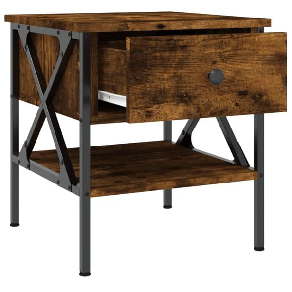 vidaXL sengebord 40x42x45 cm konstrueret træ røget egetræsfarve