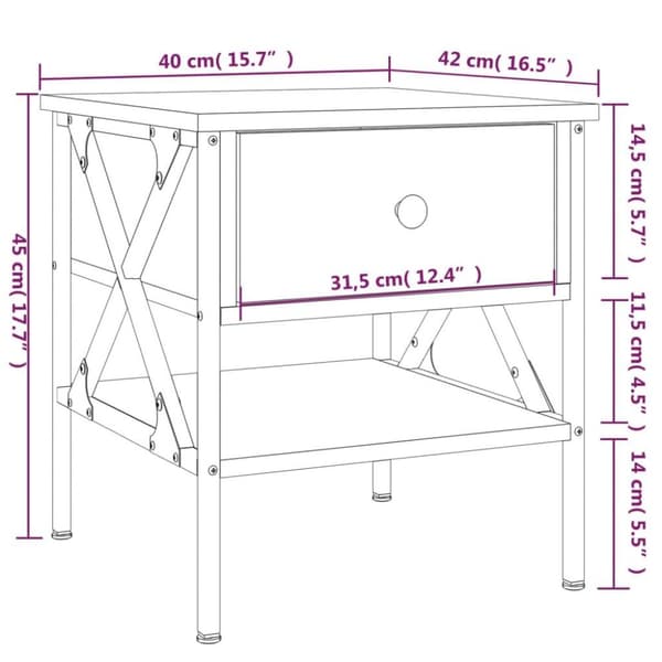 vidaXL sengebord 40x42x45 cm konstrueret træ røget egetræsfarve
