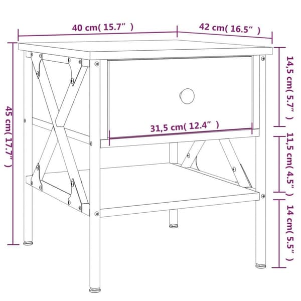 vidaXL sengebord 40x42x45 cm konstrueret træ sonoma-eg
