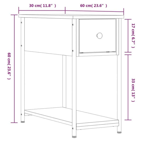 vidaXL sengebord 30x60x60 cm konstrueret træ brun egetræsfarve