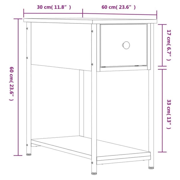 vidaXL sengebord 30x60x60 cm konstrueret træ brun egetræsfarve