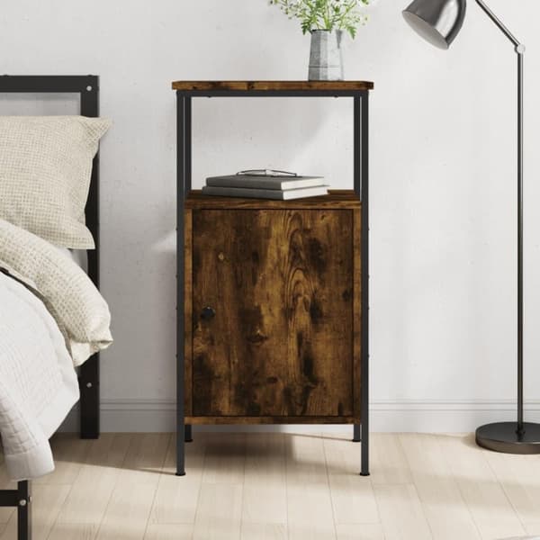 vidaXL Nattbord røkt eik 41x31x80 cm konstruert tre