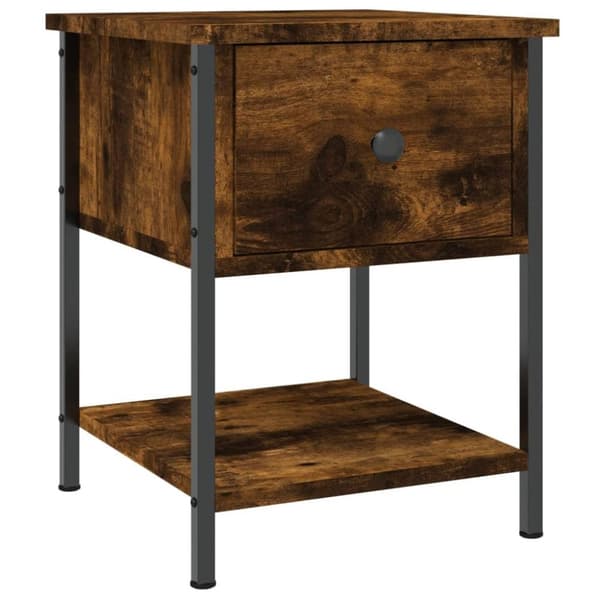 vidaXL sengebord 34x35,5x45 cm konstrueret træ røget egetræsfarve