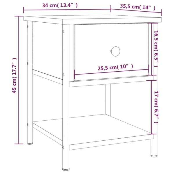 vidaXL Sängbord svart 34x35,5x45 cm konstruerat trä