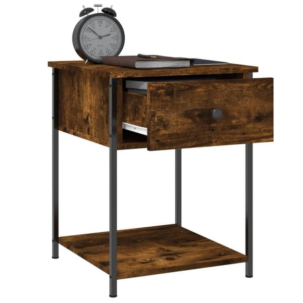 vidaXL Nattbord røkt eik 44x45x58 cm konstruert tre