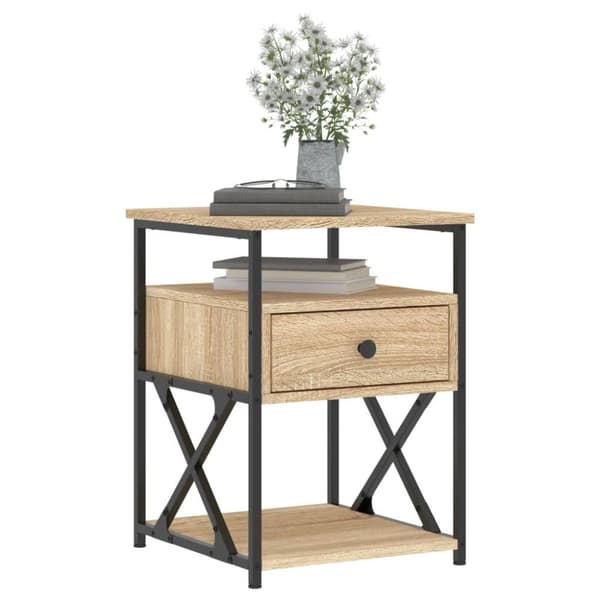 vidaXL sengebord 40x42x55 cm konstrueret træ sonoma-eg