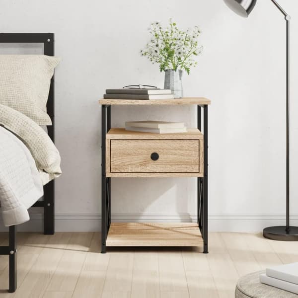 vidaXL sengebord 40x42x55 cm konstrueret træ sonoma-eg