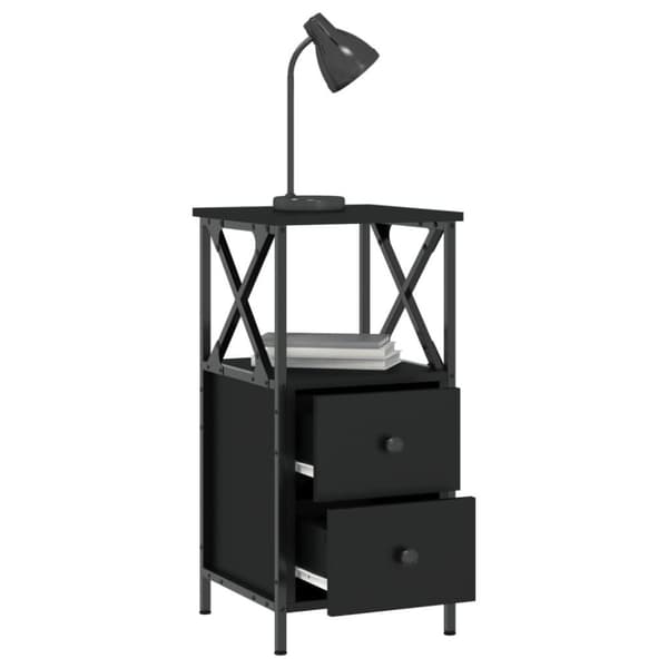 vidaXL Nattbord svart 34x35,5x70 cm konstruert tre