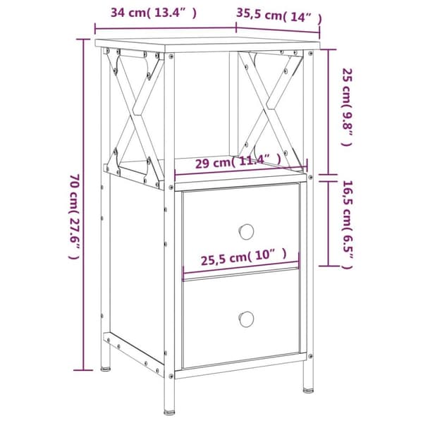 vidaXL Nattbord svart 34x35,5x70 cm konstruert tre