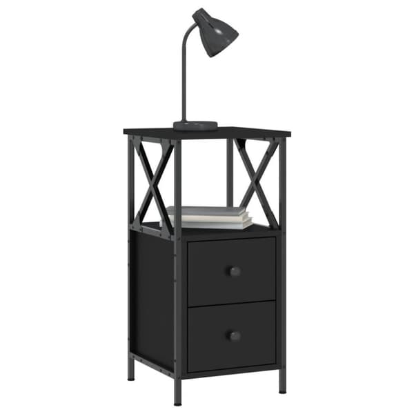 vidaXL Nattbord svart 34x35,5x70 cm konstruert tre