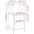 Miniatyrbillede 10 af 11: vidaXL sengebord 34x35,5x70 cm konstrueret træ sort