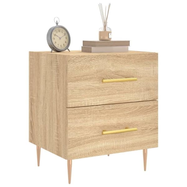 vidaXL sengeborde 2 stk. 40x35x47,5 cm konstrueret træ sonoma-eg