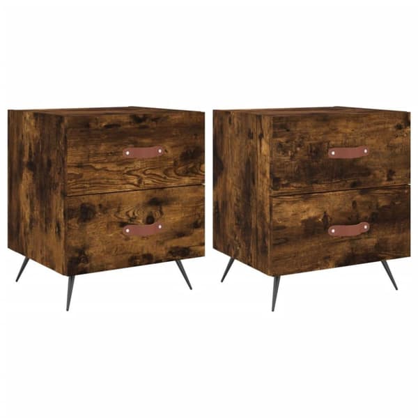 vidaXL Nattbord 2 stk røkt eik 40x35x47,5 cm konstruert tre