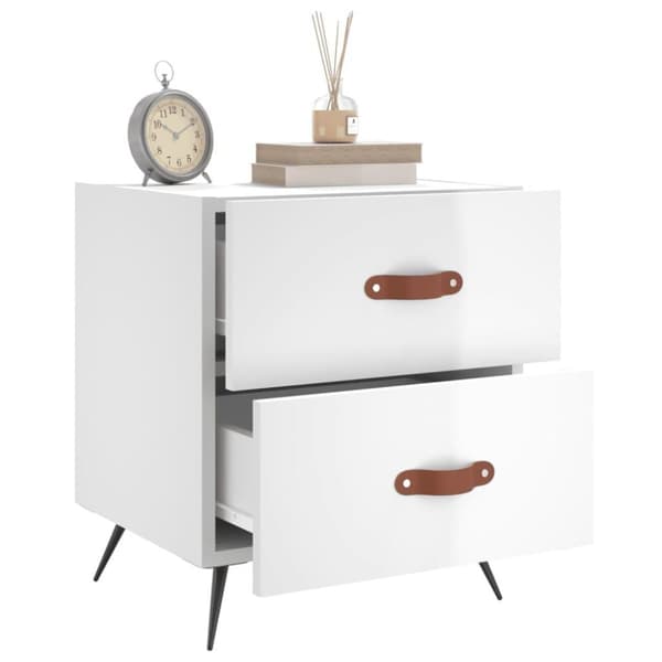 vidaXL Nattbord høyglans hvit 40x35x47,5 cm konstruert tre