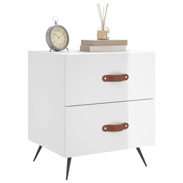 vidaXL Nattbord høyglans hvit 40x35x47,5 cm konstruert tre