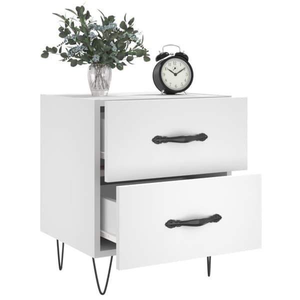 vidaXL Nattbord 2 stk hvit 40x35x47,5 cm konstruert tre