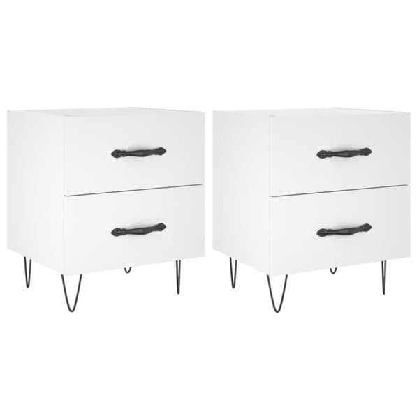 vidaXL Nattbord 2 stk hvit 40x35x47,5 cm konstruert tre