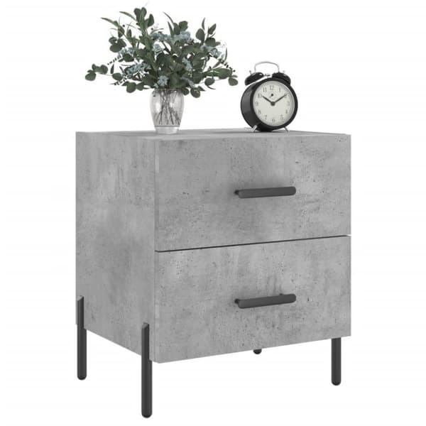 vidaXL Nattbord 2 stk betonggrå 40x35x47,5 cm konstruert tre